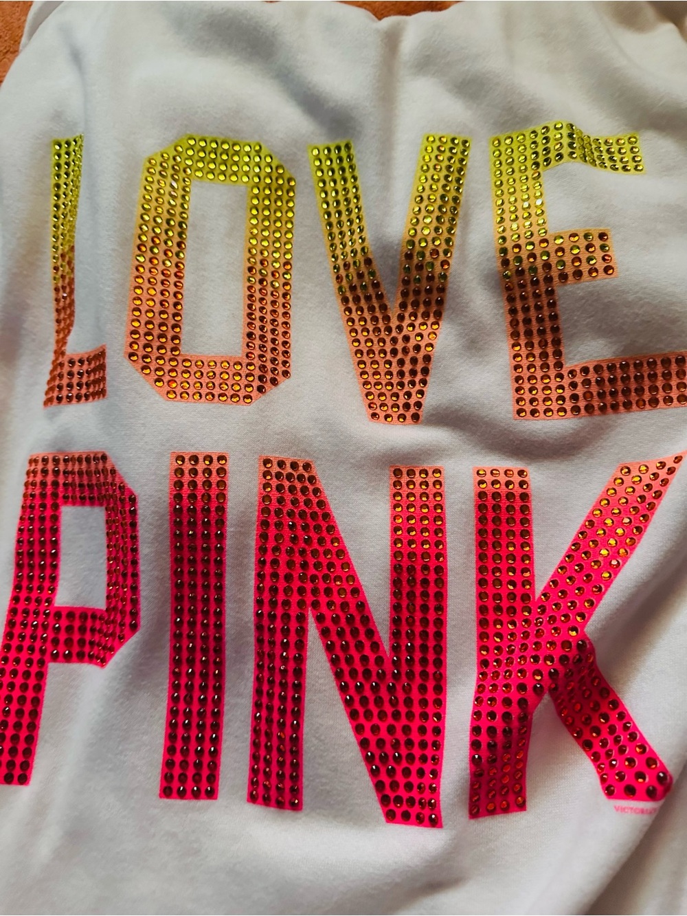'LOVE PINK' Ombre Rhinestone zip hoodie